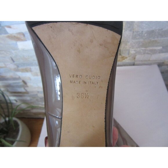 Taryn Rose Peep Toe Patent Leather Heels Green/Gray 38.5 or 8.5 US, Italy - Picture 9 of 9